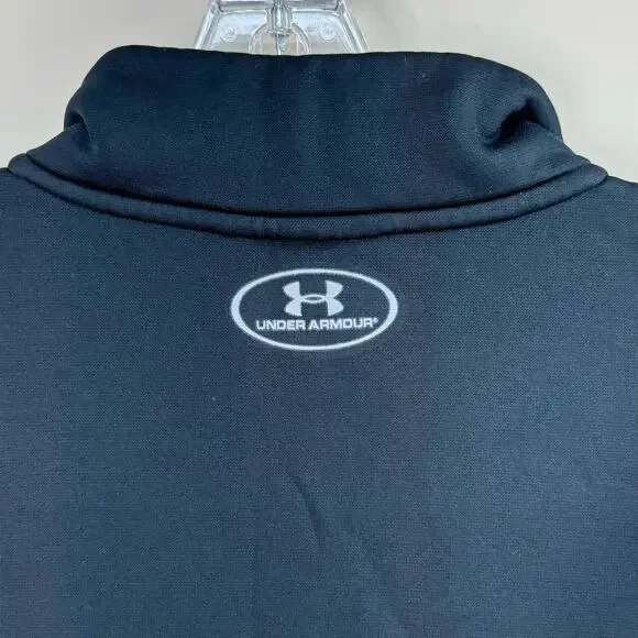 UNDER ARMOUR Track Jacket Fleece Lined Loose Fit Full Zip Black Gray Men's Sz M - Picture 6 of 9